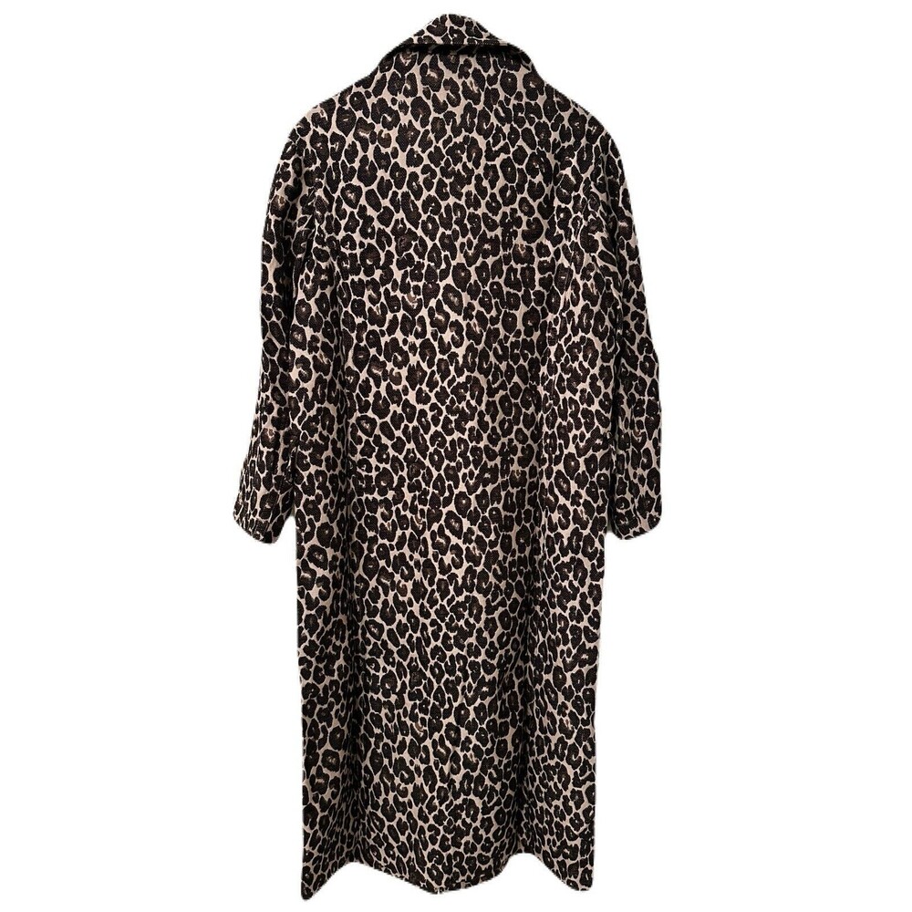 NWOT Victor Alfaro Womens Size XS Leopard Jacquard Long Coat Oversized Fit - Picture 9 of 12